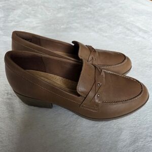 Clarks Women's Charlten Echo Dark Sand Leather 26179567‎ Sz 9